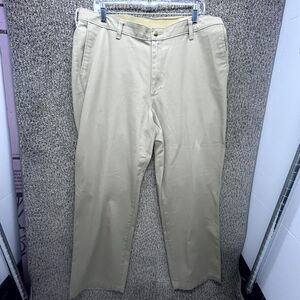 Wrangler Riata Casual Pants Men 38x30 Beige Cotton Relaxed Fit Wrinkle Resistant